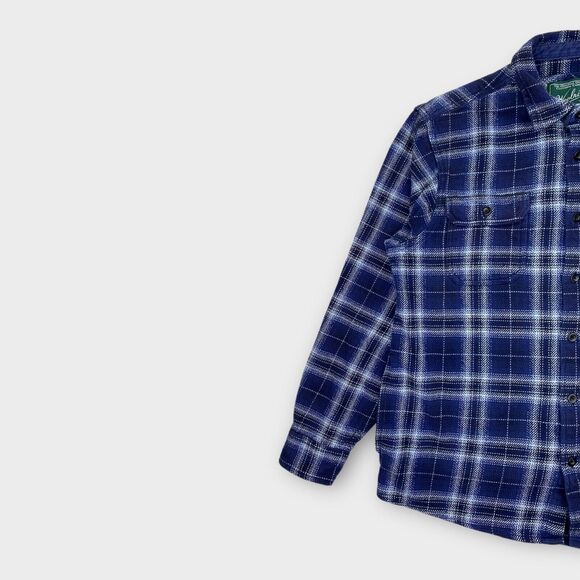 Woolrich Shirt Jacket Mens Medium Flannel Blue Plaid Heavy Shacket Outdoors - Picture 3 of 14